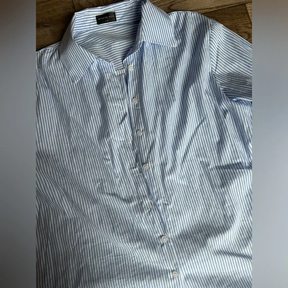 White Fox Boutique Always About Us Striped Button Up Shirt Light Blue Size S/M - Picture 13 of 15